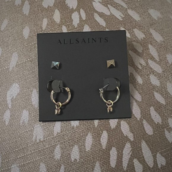 ALLSAINTS Square Stud & Huggie Earrings Set - Picture 3 of 8